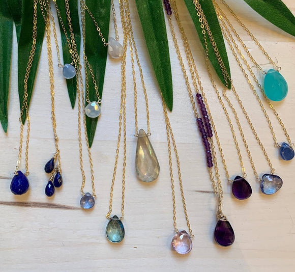 Classic Delicate Gemstone necklaces by Patti Hall, please note not available to buy online.